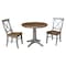 International Concepts Round 36 in Rd Extension Dining Table, 2 X-Back Chairs, Hickory/Stone, 36 W, 48 L, 30.1 in H, Wood K41-36RXT-27B-C613-2 - alternate 1